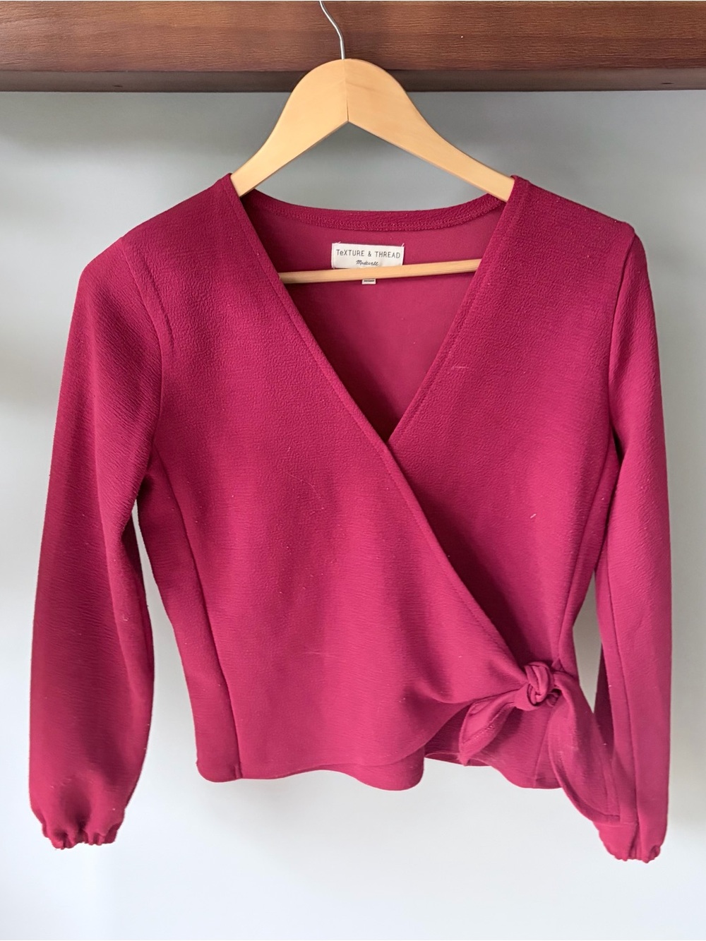 Madewell Deep Pink Wrap Tie Blouse